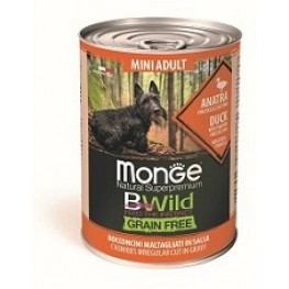Monge Dog BWild GRAIN FREE Mini беззерновые консервы из утки с тыквой и кабачками для взрослых собак мелких пород 400г